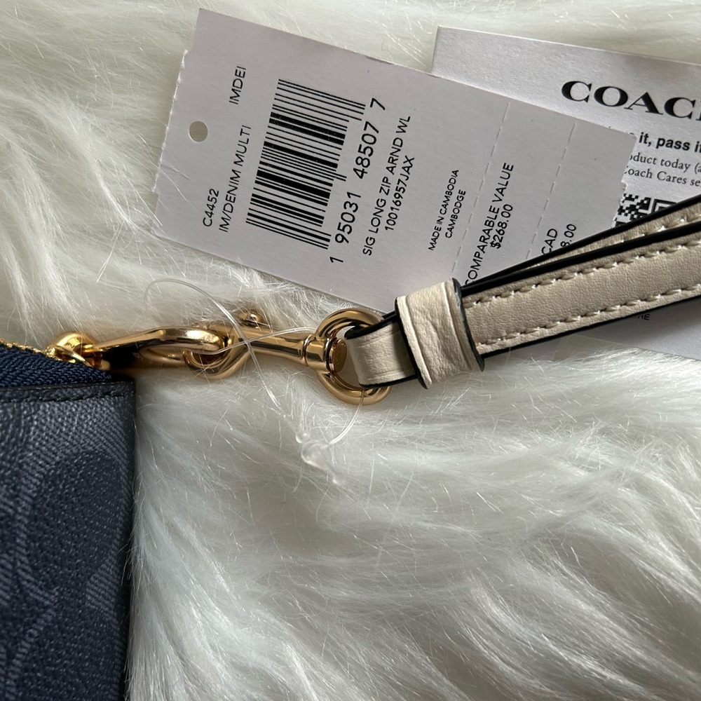 Coach Signature Long Zip Around Wallet Denim Multi Canvas New - Picture 5 of 5